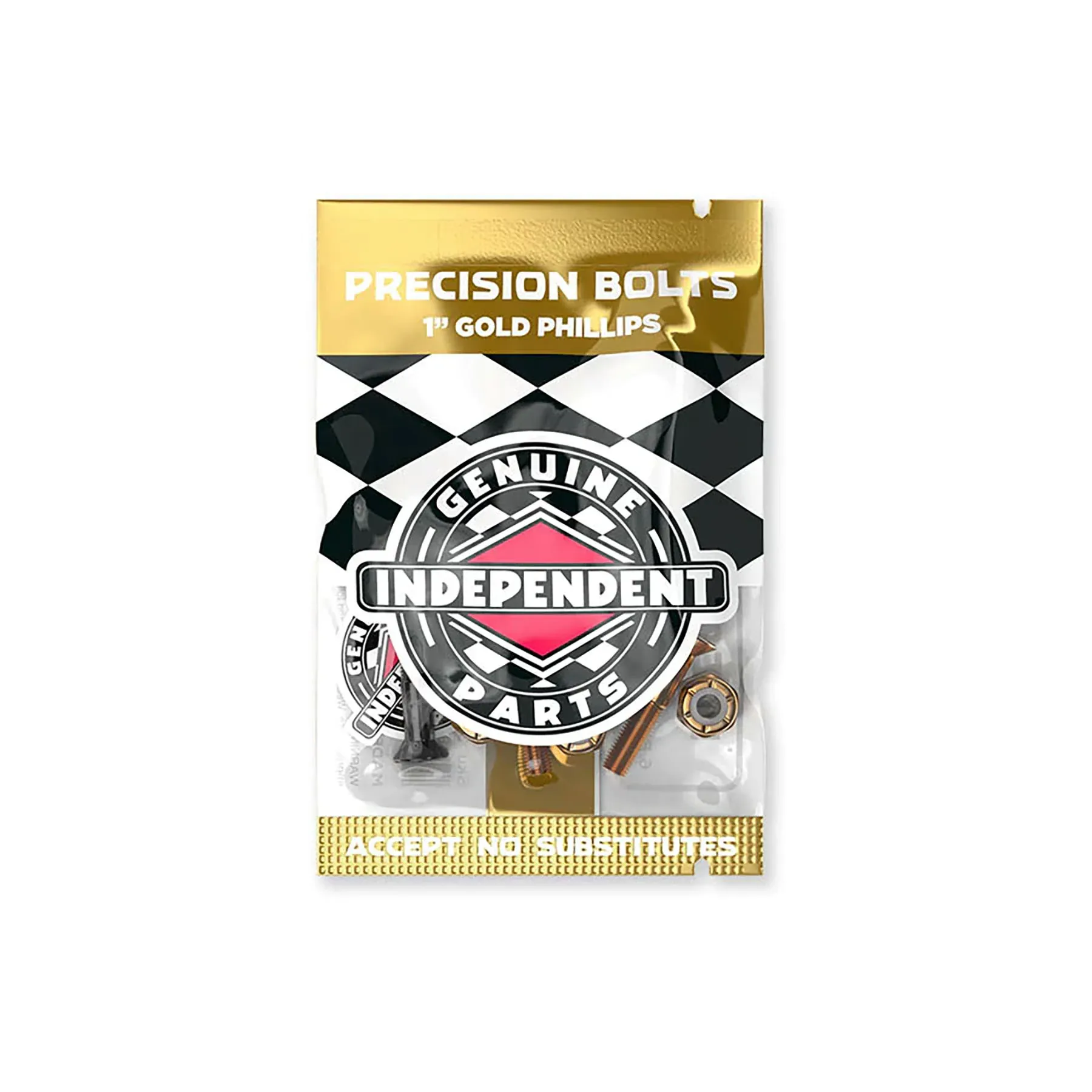 INDY Genuine Parts 1 in Phillips Hardware Black/Gold Pk/8