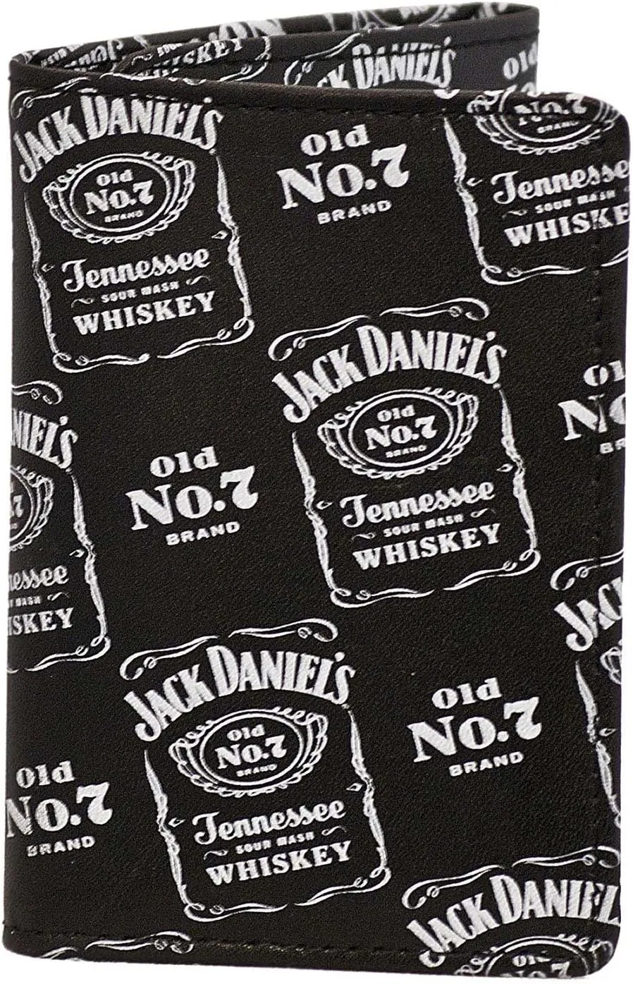 Jack Daniels Signature Label Trifold Wallet - Black Leather
