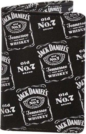 Jack Daniels Signature Label Trifold Wallet - Black Leather