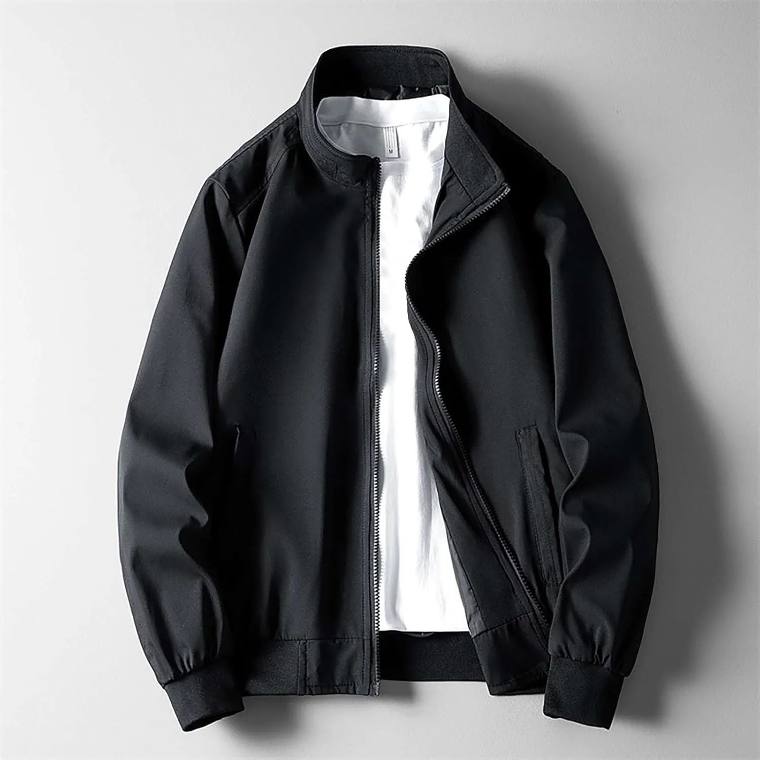 Jacket Men Spring and Autumn Casual Men's Handsome Pilot Zip Fx Standing Jacket Outdoor Fashion Coat for Men Mens