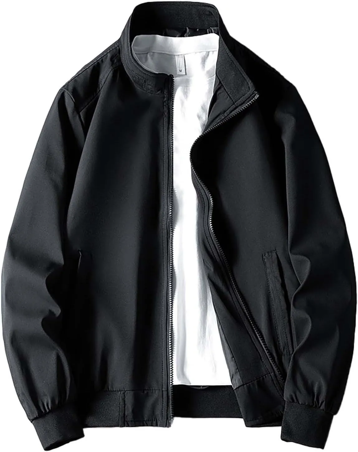 Jacket Men Spring and Autumn Casual Men's Handsome Pilot Zip Fx Standing Jacket Outdoor Fashion Coat for Men Mens