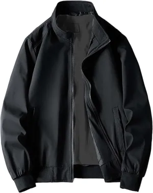 Jacket Men Spring and Autumn Casual Men's Handsome Pilot Zip Fx Standing Jacket Outdoor Fashion Coat for Men Mens