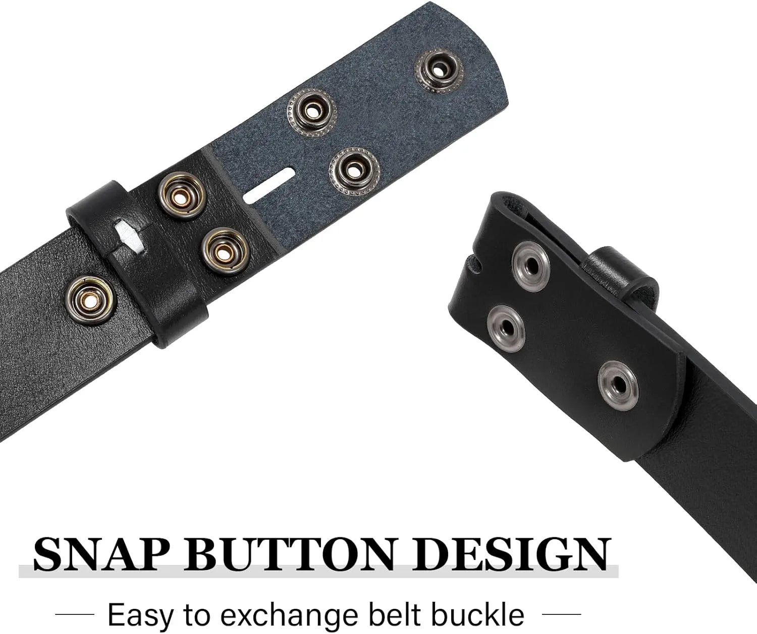 JASGOOD Mens Western Leather Belt Strap Without Buckle 1.5" Vintage Replacement Cowboy Leather Belt Strap with Snap on Buckle