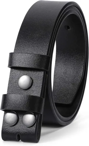 JASGOOD Mens Western Leather Belt Strap Without Buckle 1.5" Vintage Replacement Cowboy Leather Belt Strap with Snap on Buckle