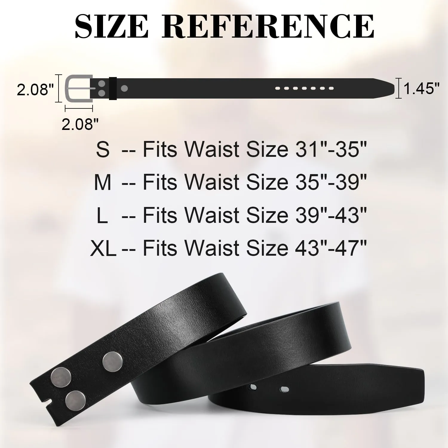 JASGOOD Mens Western Leather Belt Strap Without Buckle 1.5" Vintage Replacement Cowboy Leather Belt Strap with Snap on Buckle
