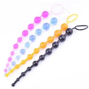 Jelly Anal Beads Orgasm Vagina Plug Play Pull Ring Ball Anal Stimulator Butt Beads red