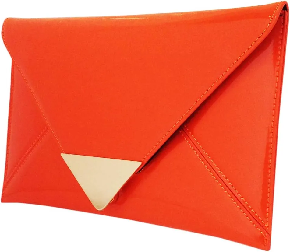 JNB Faux Patent Leather Glossy Envelope Clutch