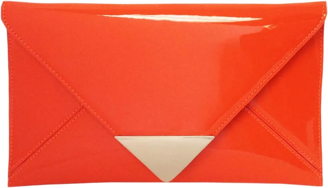 JNB Faux Patent Leather Glossy Envelope Clutch