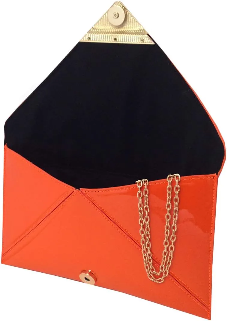 JNB Faux Patent Leather Glossy Envelope Clutch