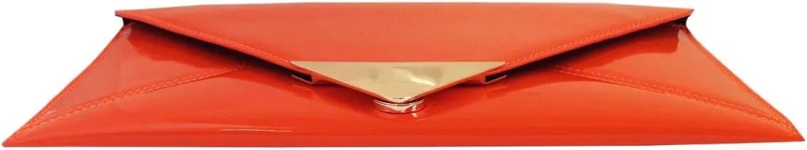 JNB Faux Patent Leather Glossy Envelope Clutch