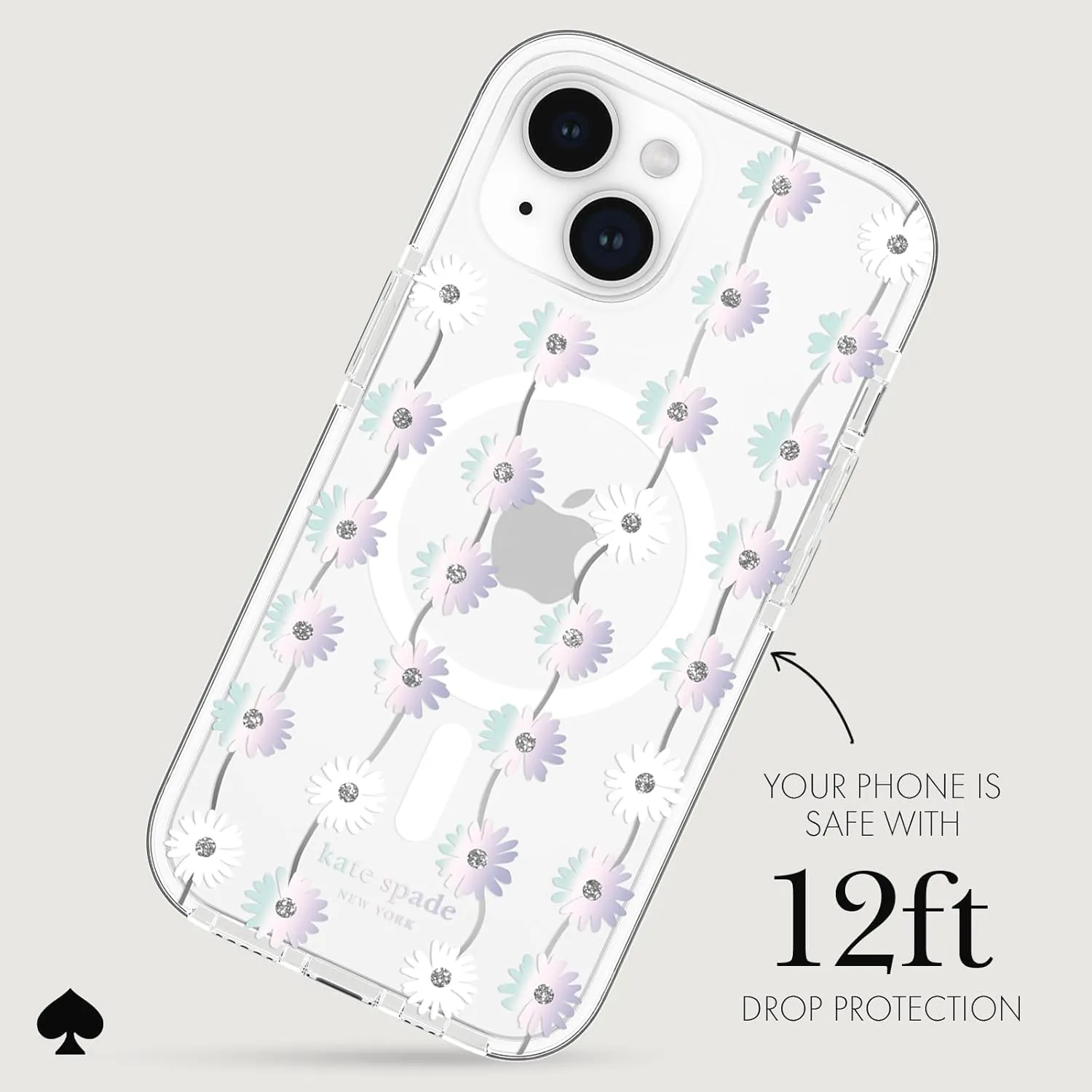 kate spade new york iPhone 15 Plus Case, Compatible with MagSafe - Daisy Chain Iridescent