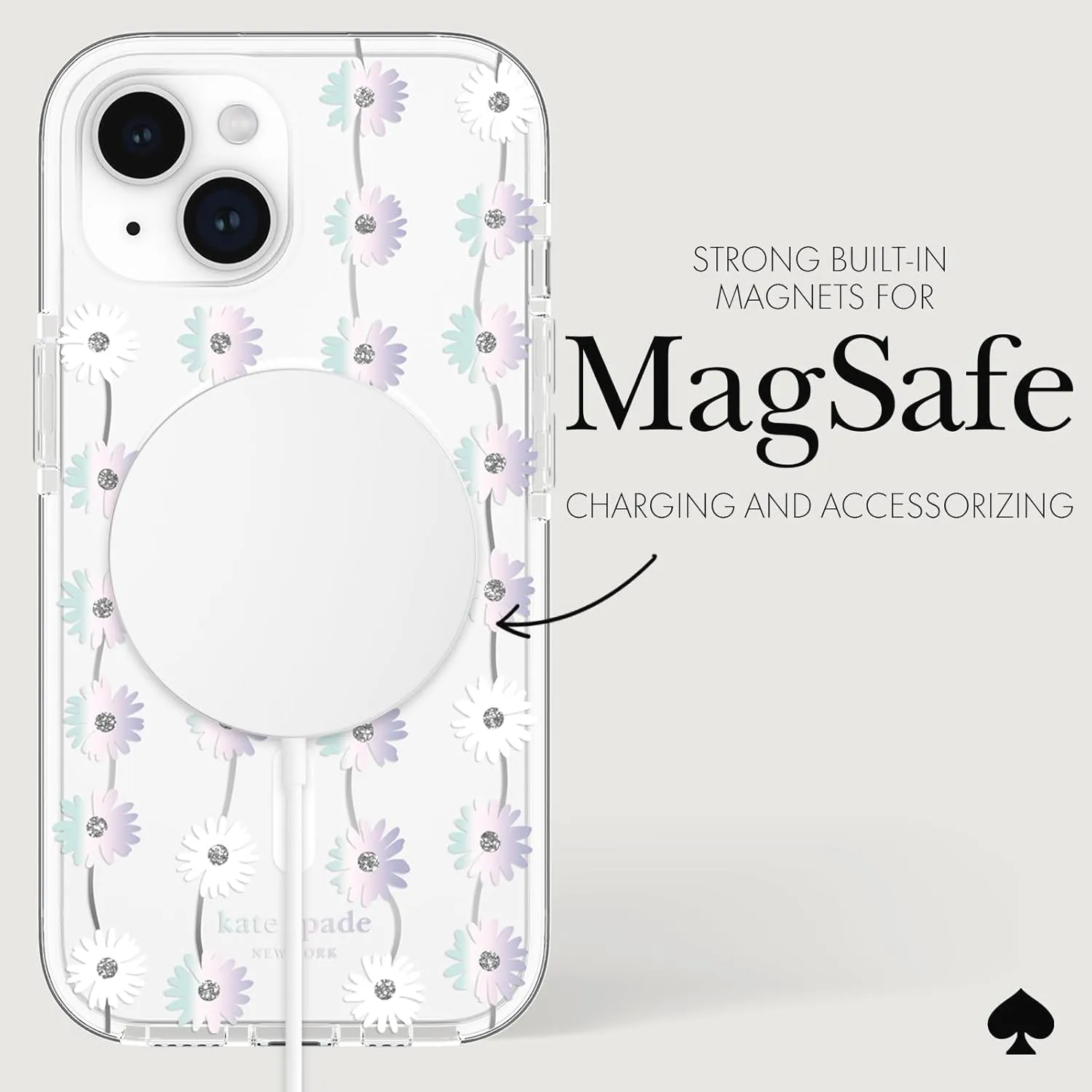 kate spade new york iPhone 15 Plus Case, Compatible with MagSafe - Daisy Chain Iridescent
