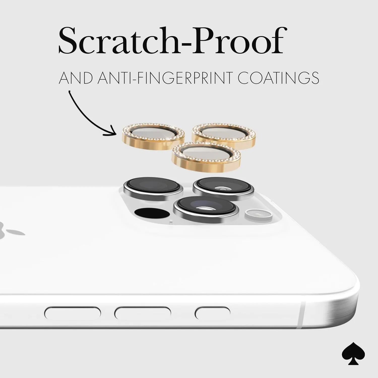 Kate Spade New York iPhone 16 Pro Max/iPhone 16 Pro Camera Lens Protector with Aluminum Ring - Set in Stone Gold