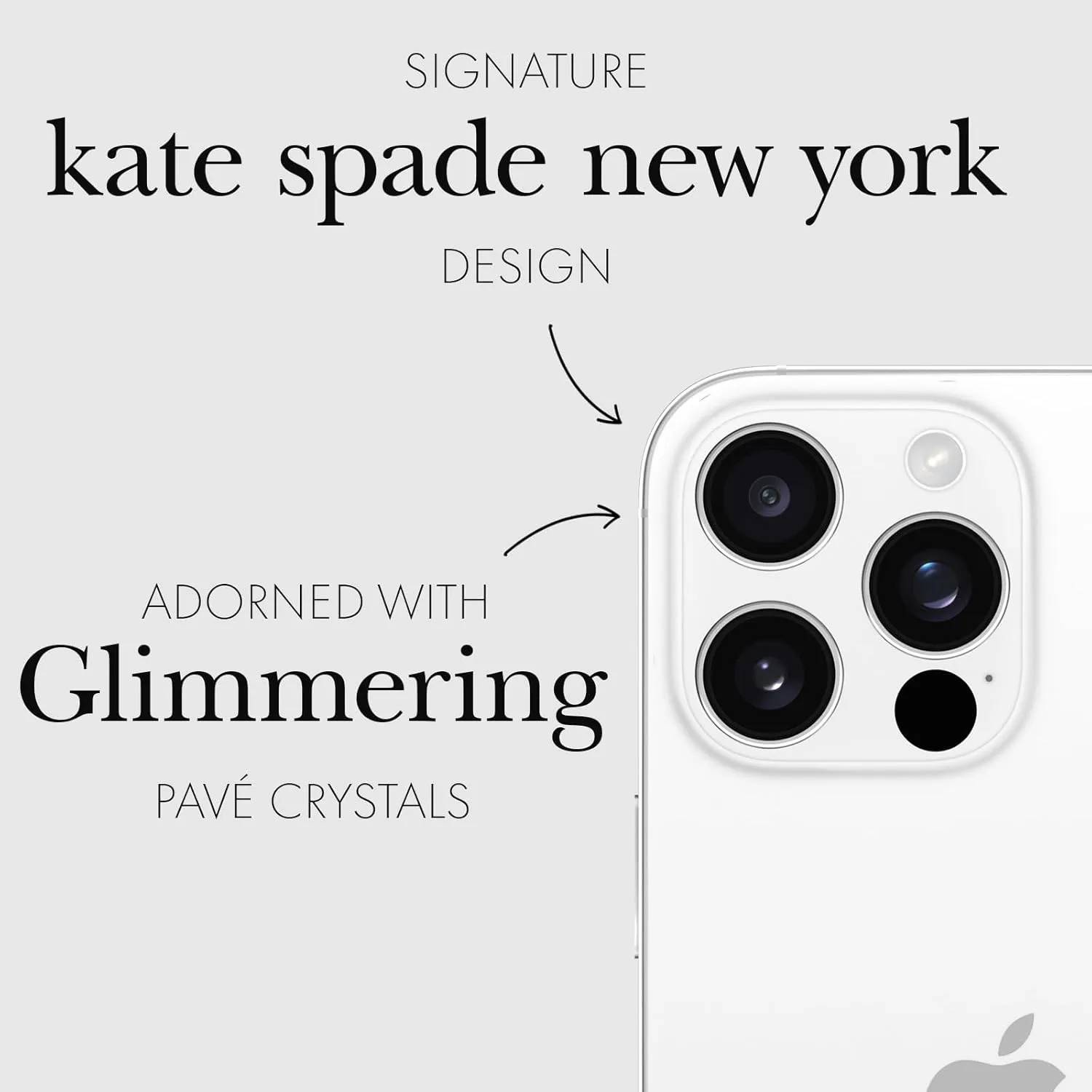 Kate Spade New York iPhone 16 Pro Max/iPhone 16 Pro Camera Lens Protector with Aluminum Ring - Set in Stone Gold