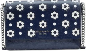 Kate Spade New York Morgan Daisy Dot Embossed Saffiano Leather Flap Chain Wallet, Parisian Navy Multi
