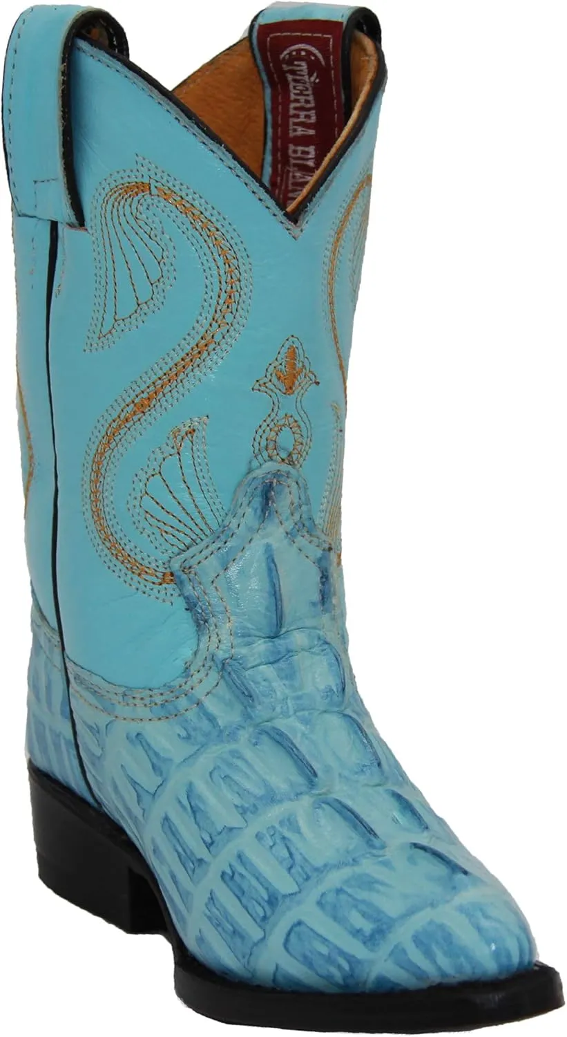 Kids Crocodile Alligator Print Western Cowboy Leather Boots Toddler Little Kid
