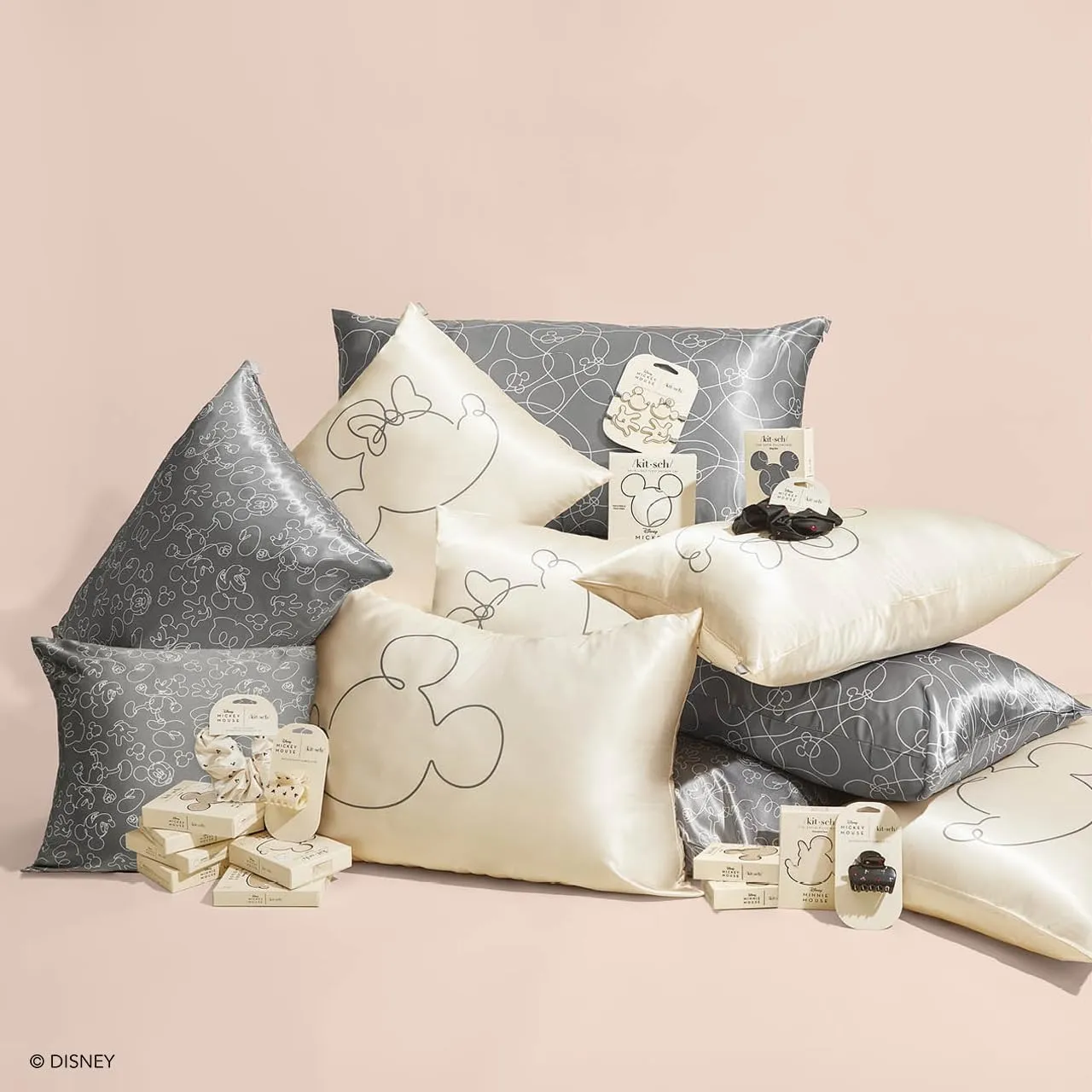 Kitsch Disney Minnie Mouse Satin Pillowcase with Zipper Softer Than Silk, Cooling Pillow Case for Hair & Skin, Wrinkle-Free, Machine Washable, Queen/Standard (19x26)
