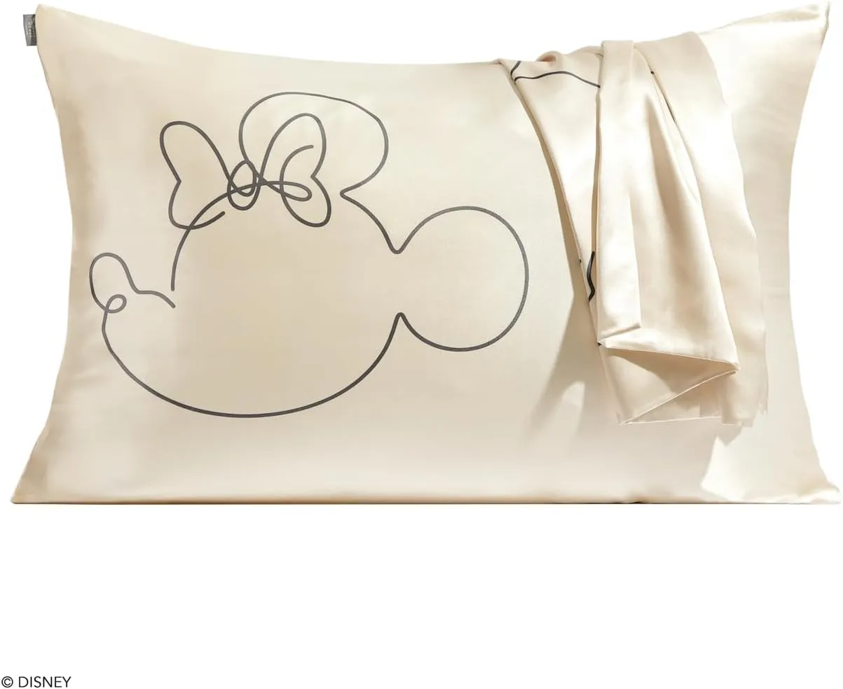 Kitsch Disney Minnie Mouse Satin Pillowcase with Zipper Softer Than Silk, Cooling Pillow Case for Hair & Skin, Wrinkle-Free, Machine Washable, Queen/Standard (19x26)