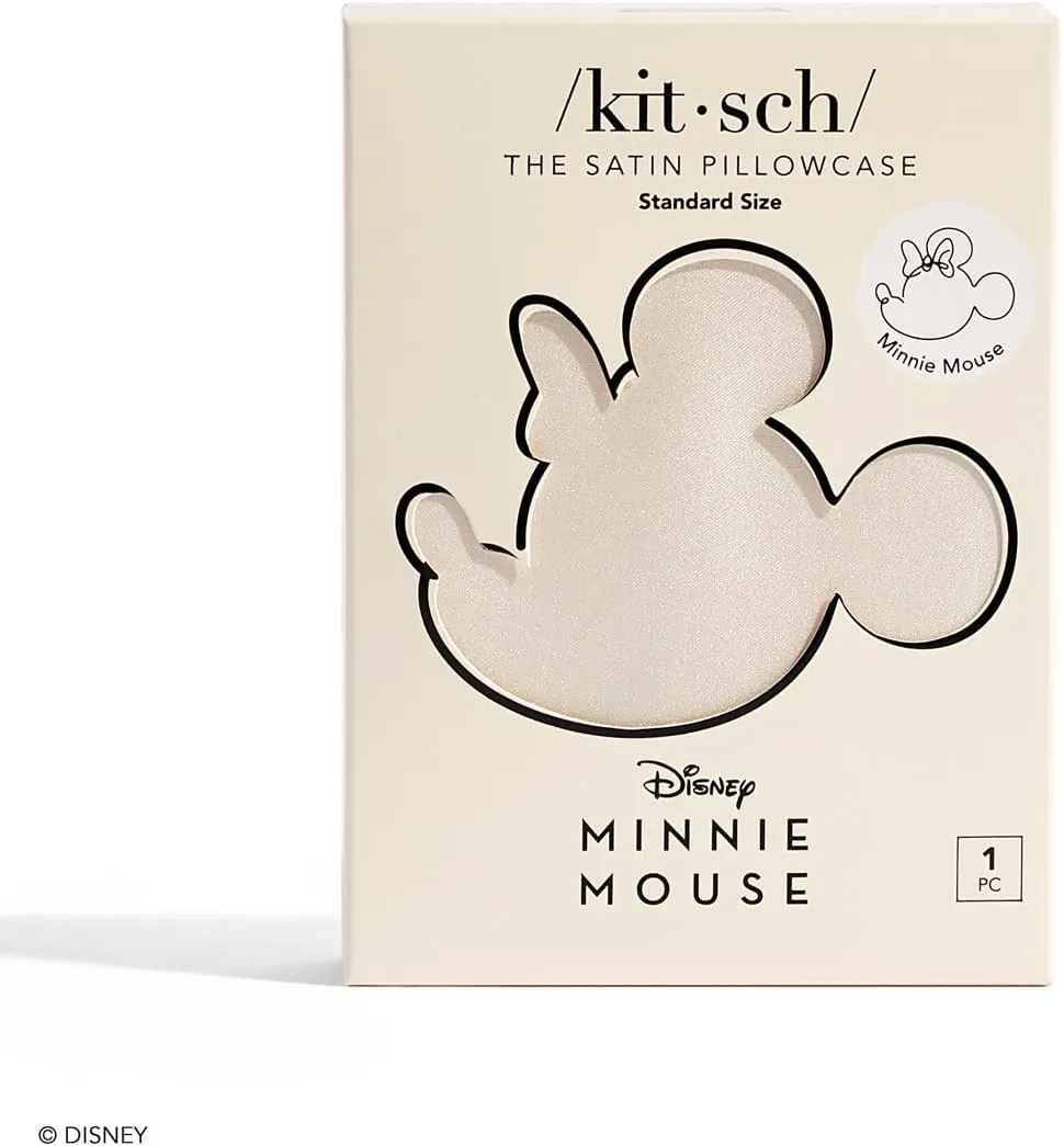 Kitsch Disney Minnie Mouse Satin Pillowcase with Zipper Softer Than Silk, Cooling Pillow Case for Hair & Skin, Wrinkle-Free, Machine Washable, Queen/Standard (19x26)