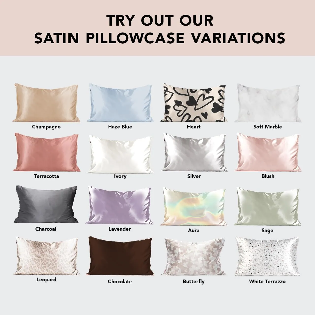 Kitsch Satin Pillowcase with Zipper for Hair & Skin, Softer Than Silk Pillow Cases Queen Size Set of 2, Wrinkle-Free, Smooth and Cooling Satin Pillow Covers, Standard Size 19"x26" - Charcoal, 2pcs