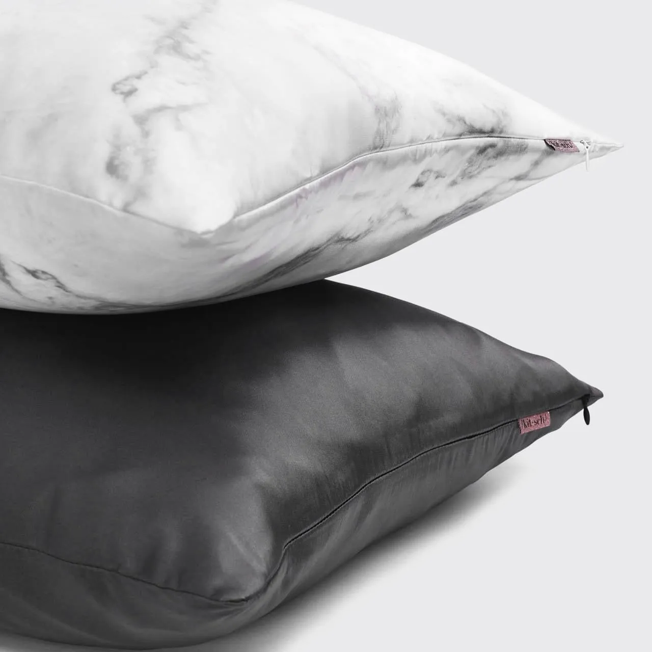 Kitsch Satin Pillowcase with Zipper for Hair & Skin, Softer Than Silk Pillow Cases Queen Size Set of 2, Wrinkle-Free, Smooth and Cooling Satin Pillow Covers, Standard Size 19"x26" - Charcoal, 2pcs