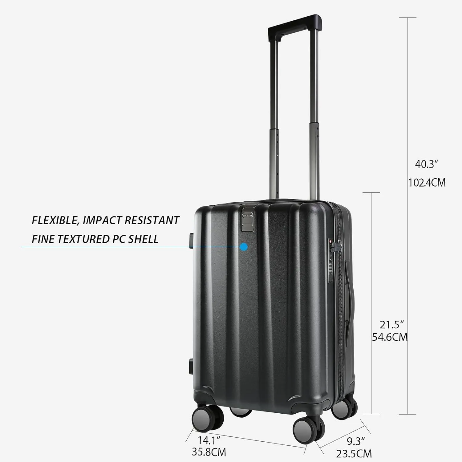 KROSER Hardside Expandable Carry On Luggage with Spinner Wheels & Built-in TSA Lock, Durable Suitcase Rolling Luggage with USB Port, Carry-On 20-Inch, Black