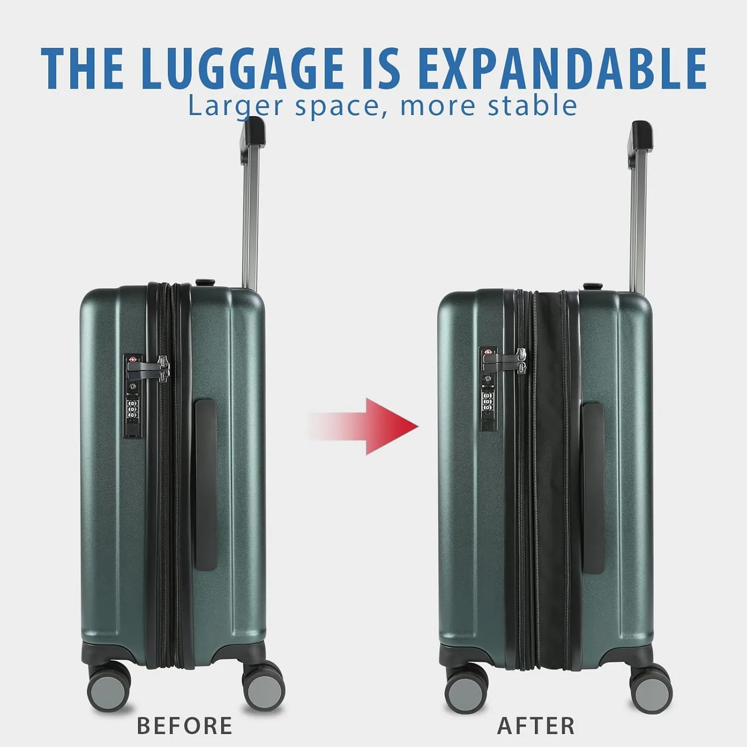 KROSER Hardside Expandable Carry On Luggage with Spinner Wheels & Built-in TSA Lock, Durable Suitcase Rolling Luggage with USB Port, Carry-On 20-Inch, Dark Green