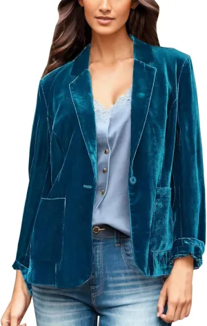 Ladies Gold Velvet Denim Jacket Single Breasted Long Sleeve Lapel Solid Color Short Style Winter Fitted Wool Coat Womens Coat