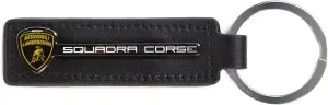 Lamborghini Squadra Corse Leather Keyring Black