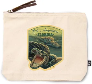 Lantern Press St. Augustine, Florida, Alligator Scene, 100% Cotton Zipper Pouch, Travel Accessory, Go Bag
