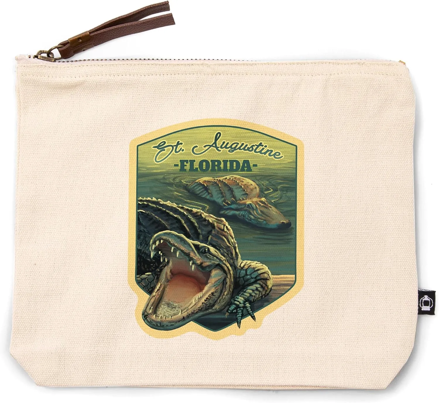 Lantern Press St. Augustine, Florida, Alligator Scene, 100% Cotton Zipper Pouch, Travel Accessory, Go Bag