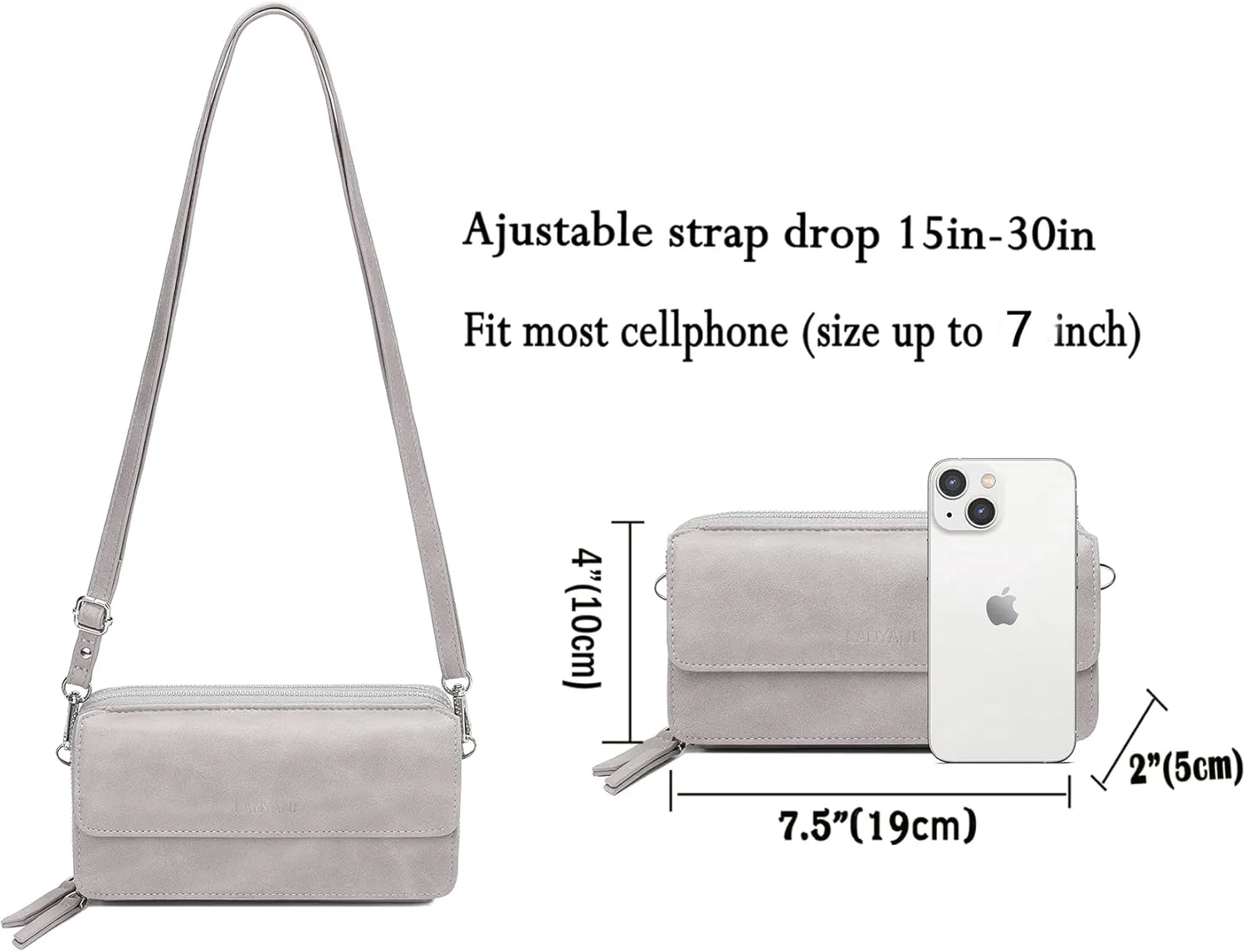 Lanyani RFID Crossbody Wallet Wristlet Purse with Phone Pocket For Women Vegan Leather