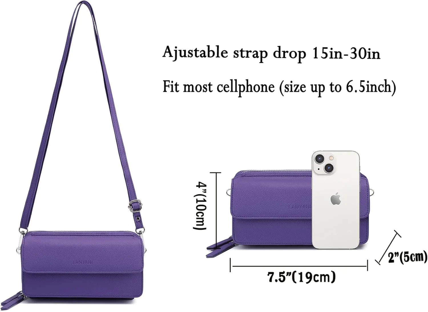 Lanyani RFID Crossbody Wallet Wristlet Purse with Phone Pocket For Women Vegan Leather