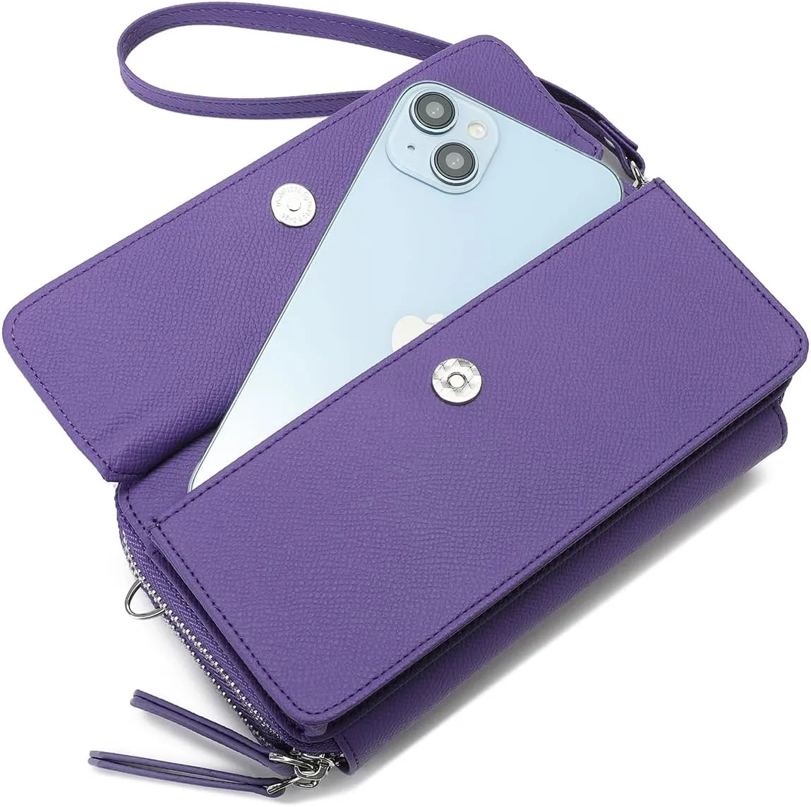 Lanyani RFID Crossbody Wallet Wristlet Purse with Phone Pocket For Women Vegan Leather