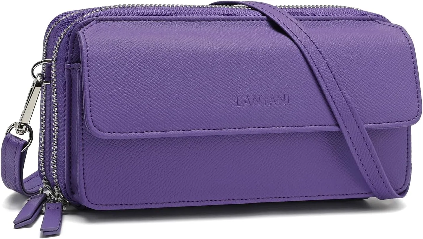Lanyani RFID Crossbody Wallet Wristlet Purse with Phone Pocket For Women Vegan Leather