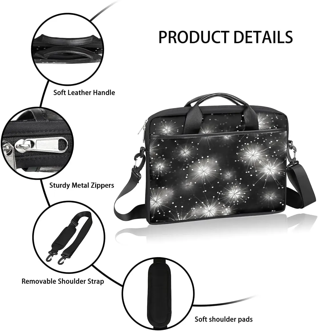 Laptop Shoulder Bag Computer Bag 13-15 Inches Laptop Carrying Case with Shoulder Strap for Women Men