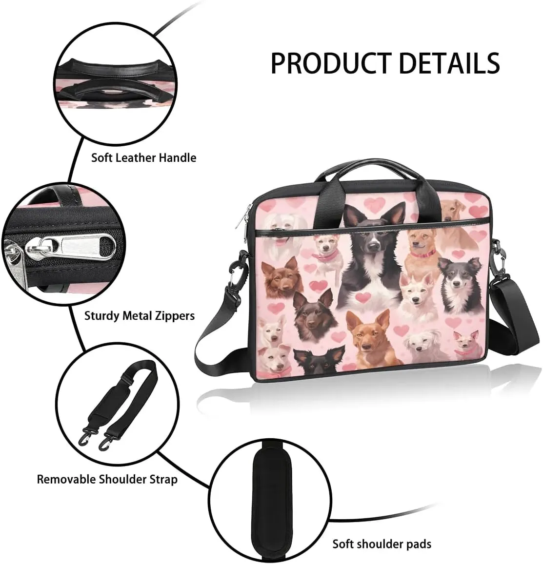 Laptop Shoulder Bag Computer Bag 13-15 Inches Laptop Carrying Case with Shoulder Strap for Women Men