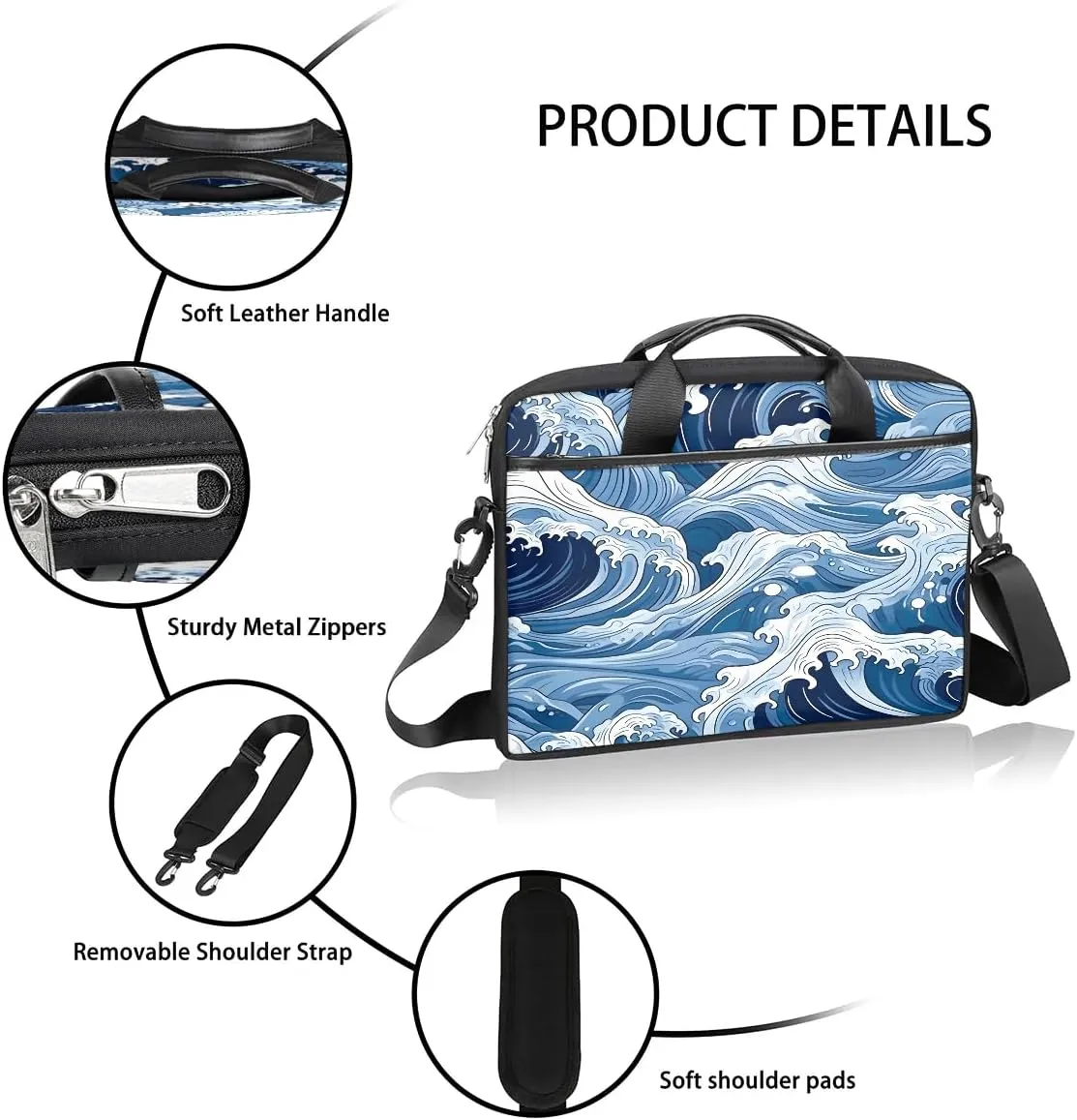 Laptop Shoulder Bag Computer Bag 13-15 Inches Laptop Carrying Case with Shoulder Strap for Women Men
