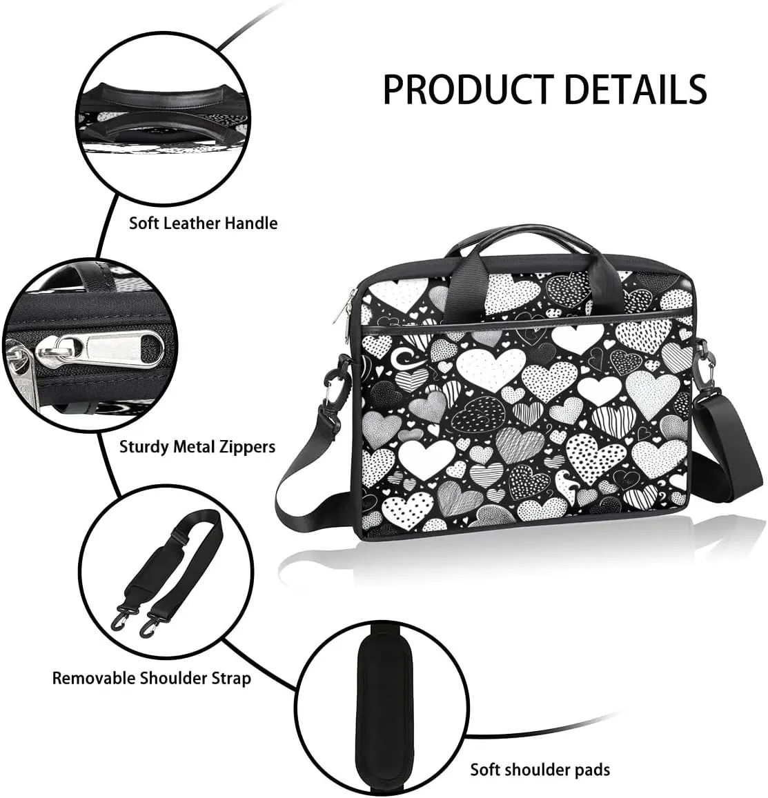 Laptop Shoulder Bag Computer Bag 13-15 Inches Laptop Carrying Case with Shoulder Strap for Women Men