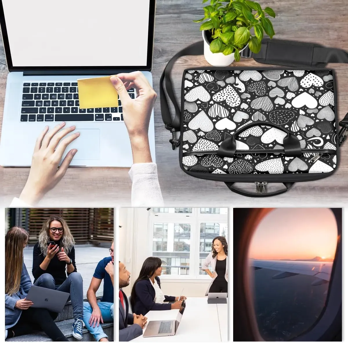 Laptop Shoulder Bag Computer Bag 13-15 Inches Laptop Carrying Case with Shoulder Strap for Women Men