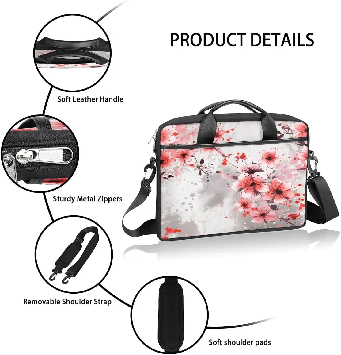 Laptop Shoulder Bag Computer Bag 13-15 Inches Laptop Carrying Case with Shoulder Strap for Women Men