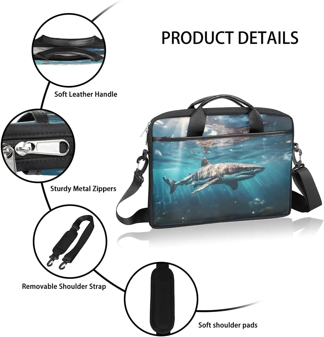 Laptop Shoulder Bag Computer Bag 13-15 Inches Laptop Carrying Case with Shoulder Strap for Women Men