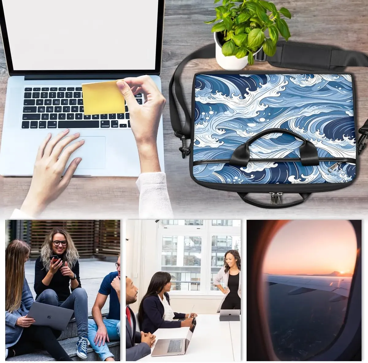 Laptop Shoulder Bag Computer Bag 13-15 Inches Laptop Carrying Case with Shoulder Strap for Women Men