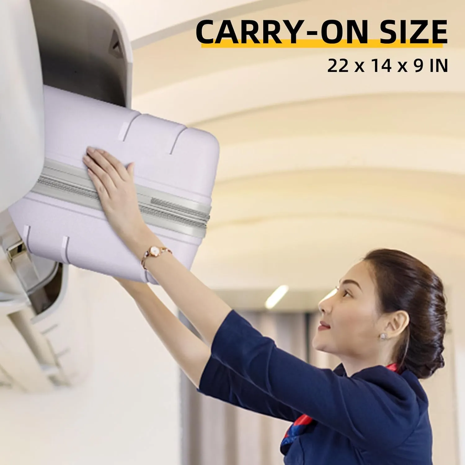 LARVENDER 3-Piece Carry On Luggage for Women,Hard Shell Suitcase 20Inch Carry On Luggage 22x14x9 Airline Approved, Spinner Wheel and TSA Lock（Lavender 20Inch/DB/TB）