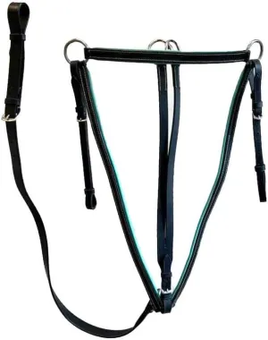 Leather Breastplate with Color Padded Trim (Black with Teal, Cob)