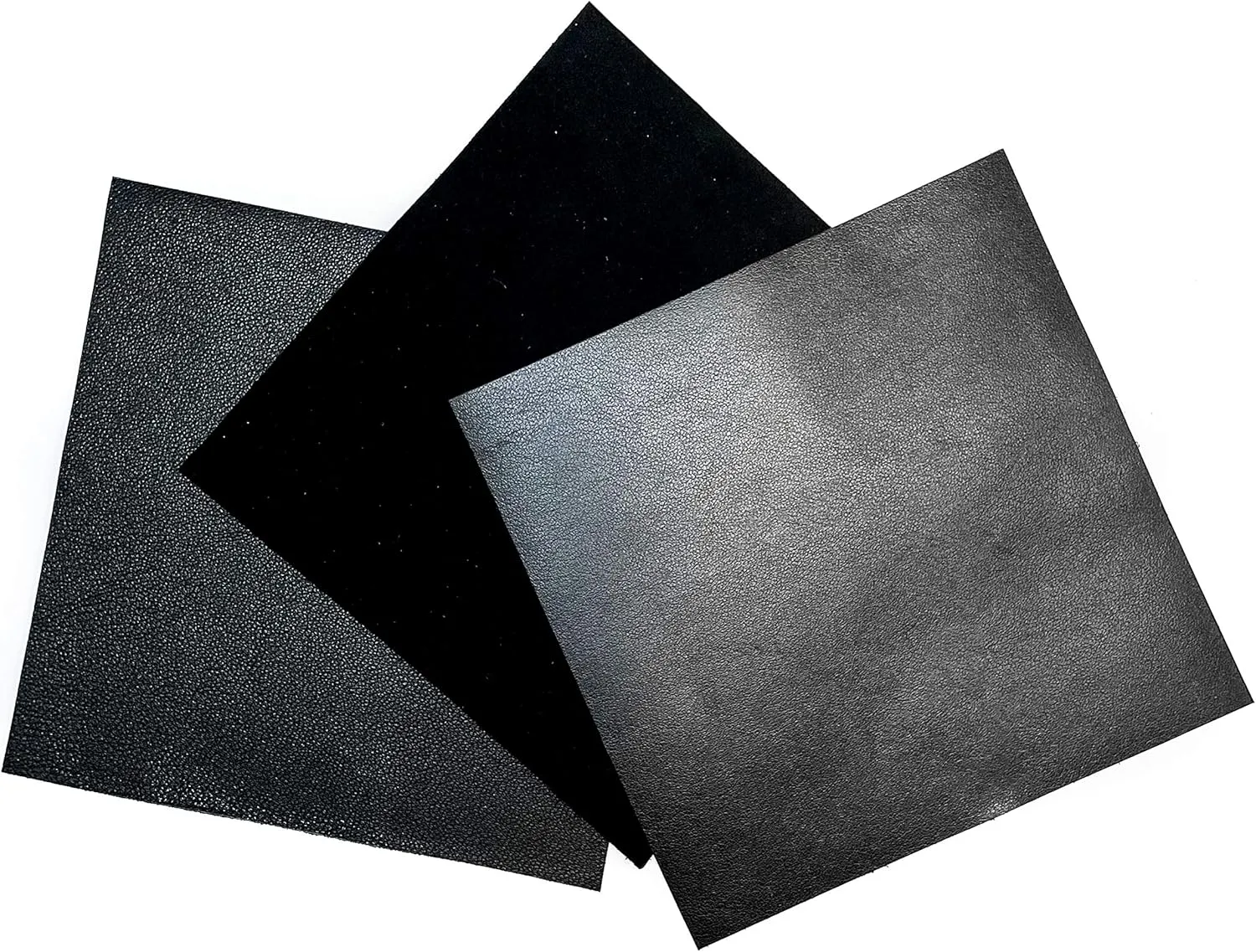 Leather Fabric for Crafts: Black Suede & Lambskin Hides (3 Sheets) - 5x5IN/12x12cm