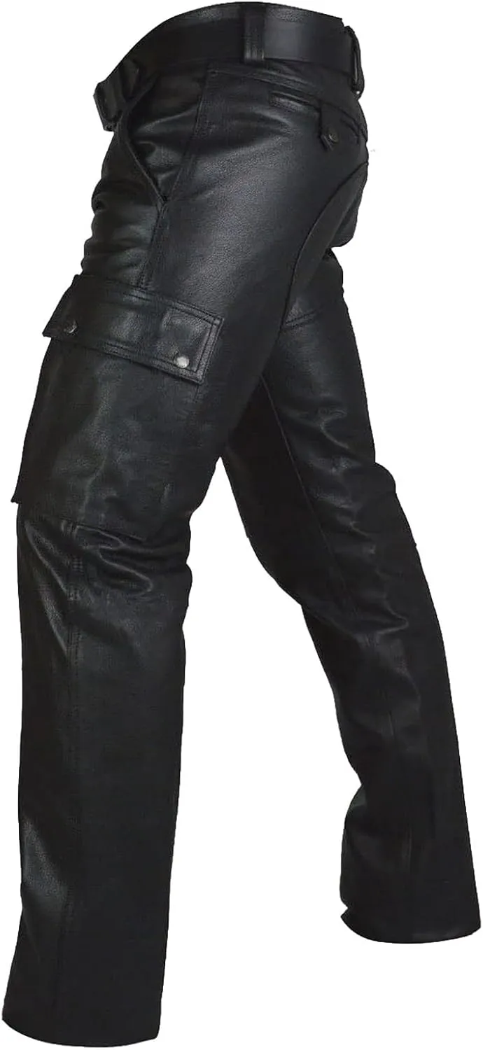 Leather Pants for Men Baggy Goth Sweatpants with Cargo Pockets Slim Skinny Faux Leather Pants Trousers