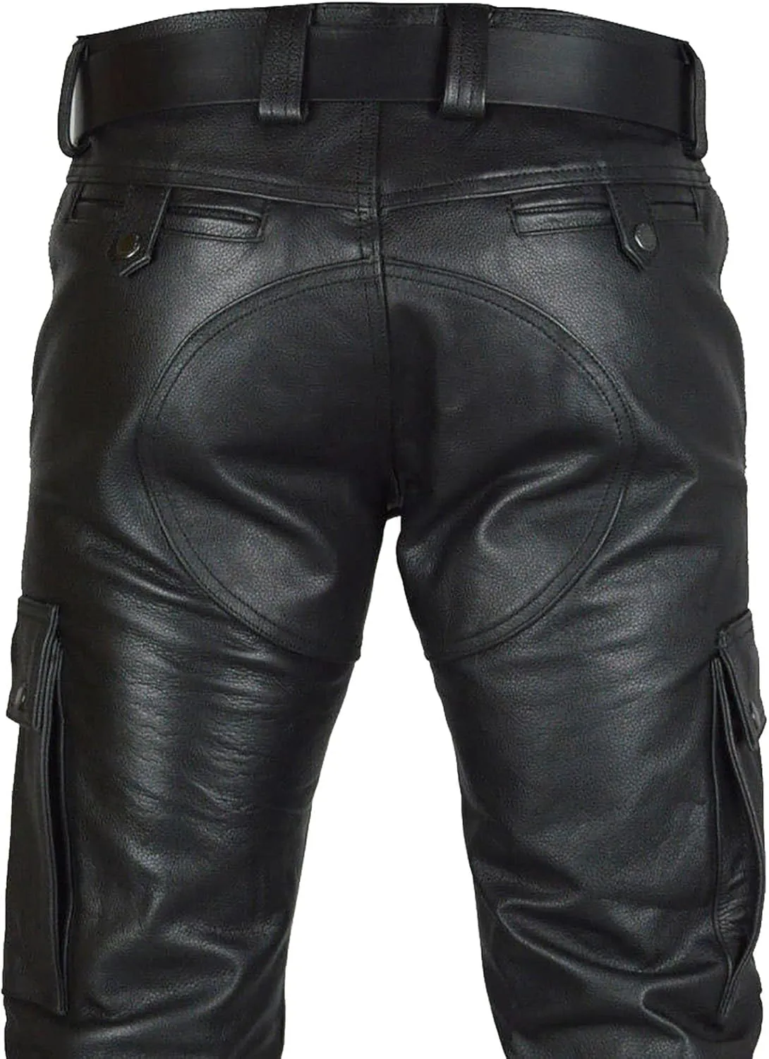Leather Pants for Men Baggy Goth Sweatpants with Cargo Pockets Slim Skinny Faux Leather Pants Trousers