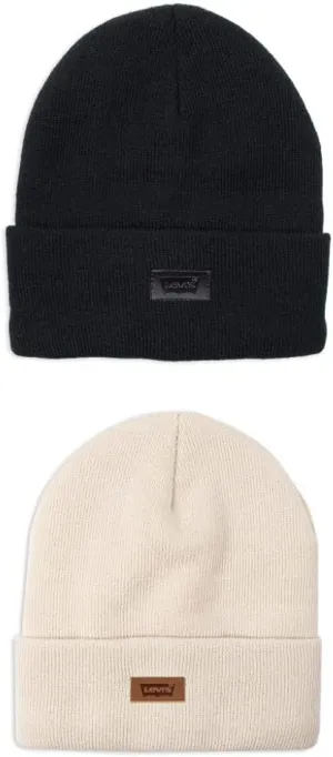 Levi's All Season Comfy Leather Logo Patch Cuffed Hero Beanie