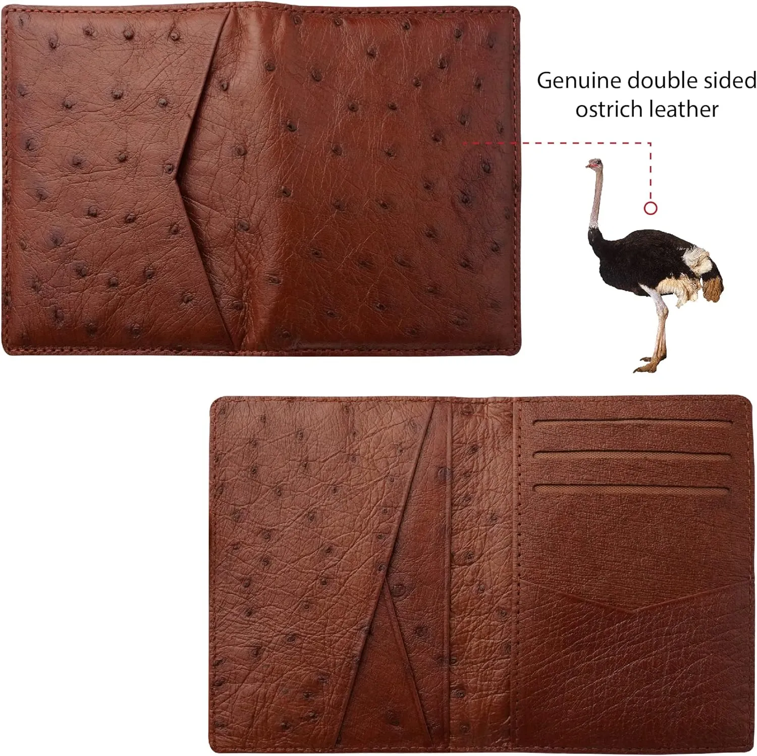 Light Brown Ostrich Leather Card Holder Wallet Executive Business Wallet Minimalist Credit Card Premium RFID Blocking Front Pocket Slim Father's Day Gift for Him Handmade CARDOS-06